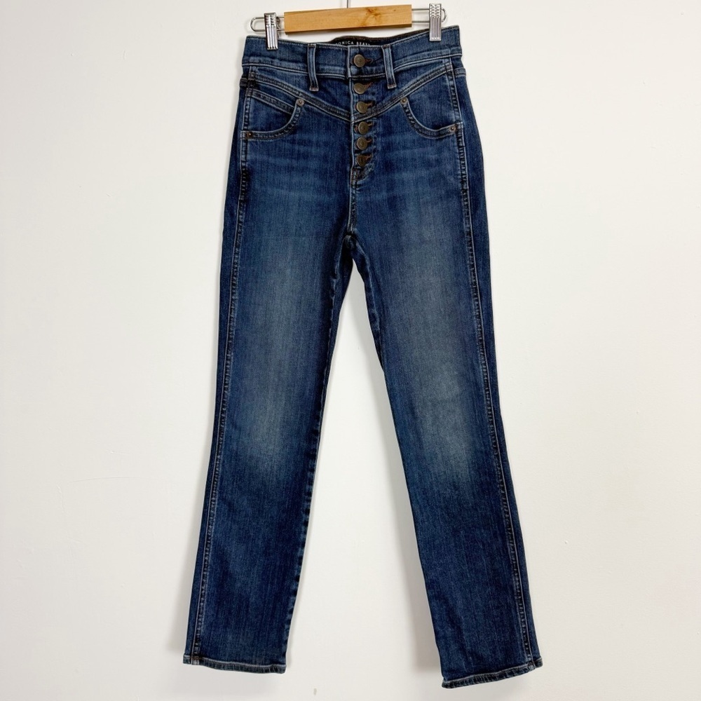 Veronica Beard Jeans Womens 24 Blue High Rise Ryleigh Slim Straight Laguna Cut